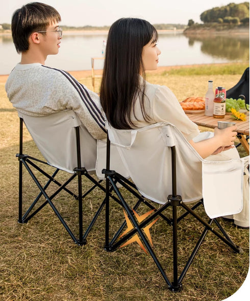 Herb Life 450 lbs Ultralight Folding Camping Chair, Capacity, Off-white, Solid, Adult, Outdoor, Beach, Lawn, Campground