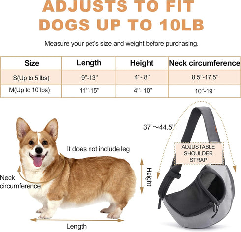 FDJASGY Pet Sling Carrier for Small Dogs and Cats, Breathable Mesh Hand-Free Puppy Backpack with Adjustable Strap