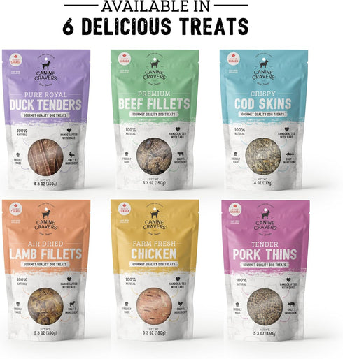 Canine Cravers Single Ingredient Dog Treats – 100% All Natural, Grain, Gluten, and Soy Free (Premium Beef Fillets, 5.3