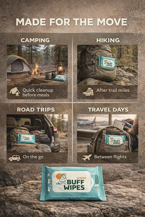 8 8 Inch Backpacking 24 Count Camping Wet Wipes x Full Body Wipes Biodegradable Unscented Outdoor Travel Wipes