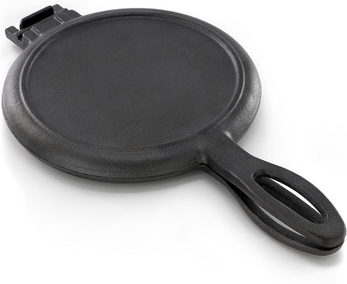Megachef 6.7 Inch Round Cast Iron Pie Iron Outdoor/Camping Cookware with Long Handle
