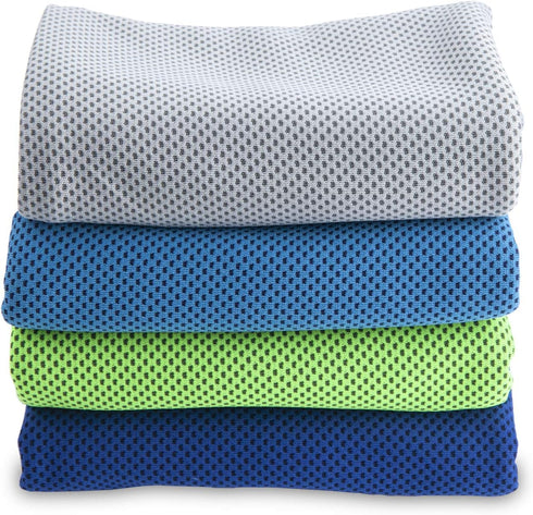 8 Packs 40"x 12" SMALLElectric Microfiber Multicolor Solid Cooling Towel (Temperature Regulating) for Yoga, Sport, Gym