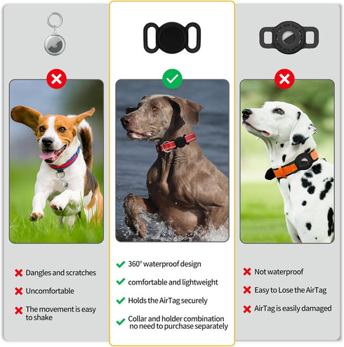 Dog Collar for Medium Large Breeds with 360° Waterproof Airtag Holder, Soft Reflective Nylon, Red