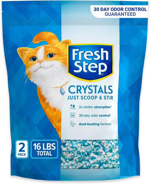 Fresh Step Crystals Premium Cat Litter - Scented, 16 lbs total (2 Pack of 8lb Bags) (Package May Vary)
