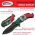 SZCO Supplies 8.5" Mexican Flag Assisted Open Liner Lock Folding Knife With Pocket Clip,Red, White & Green by SZCO Supplies