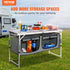 VEVOR Camping Kitchen Station - 3 Adjustable Height Folding Outdoor Cooking Table with Storage Organizer for BBQ and