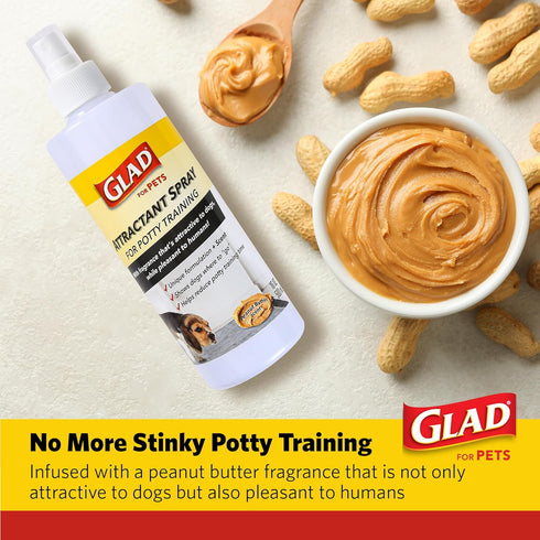 Glad for Pets Attractant Spray for Potty Training Dogs & Puppies, Peanut Butter Scent, 16oz Indoor or Outdoor Training
