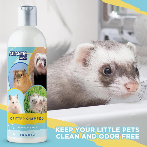 Critter Shampoo for Small Pets, 8oz Fragrance Free Shampoo for Ferrets, Guinea Pigs, Rabbits, and More