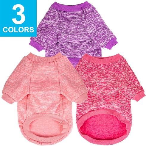 3 Pack Dog Sweater for Small Dogs, Warm Soft Pet Clothes for Winter Christmas (Pink+Purple+HotPink, X-Small)