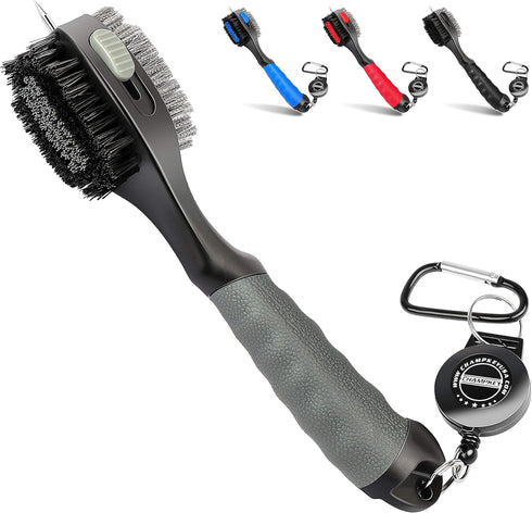 CHAMPKEY PRO Retractable Golf Club Brush - Oversized Brush Head with Soft