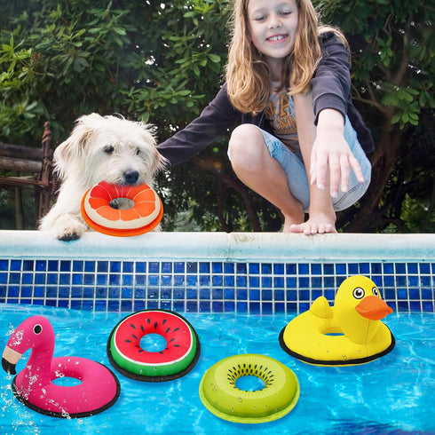 Squeaky Dog Toys, Floating Swim Ring Design for Indoor or Outdoor Play, Interactive Gifts for Small and Medium Dogs -