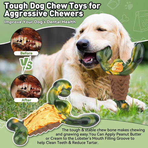 Squeaky Dog Toys for Aggressive Chewers, Interactive Chew Toys for Large Dogs, Indestructible Tough Toys