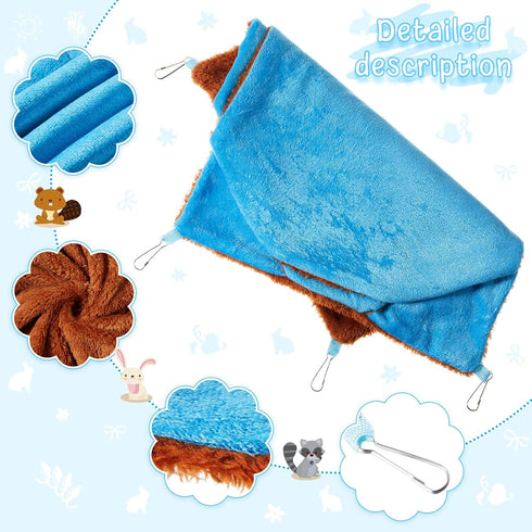 Weewooday 3 Pieces Small Animal Hanging Hammock, Triple-Layer Design, Soft Plush Material for Hamster, Ferret,