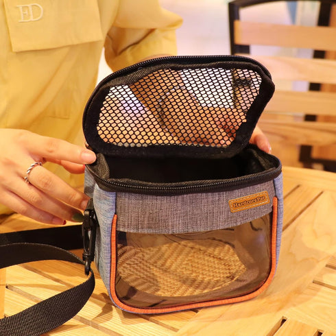 Sugar Glider Carrier Bag, Transparent Breathable Travel Bag for Hamster, Gecko,Baby Hedgehog, Transport Pouch