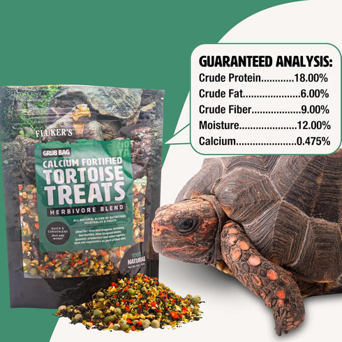 Fluker's Grub Bag, Calcium Fortified Tortoise Treats, All Natural Herbivore Blend for Tortoise and Herbivore Pets, 4 oz