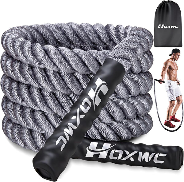 Weighted Jump Rope for Adults, Exercise Jumprope with Comfortable Grip & Carry Bag for Stamina & Strength