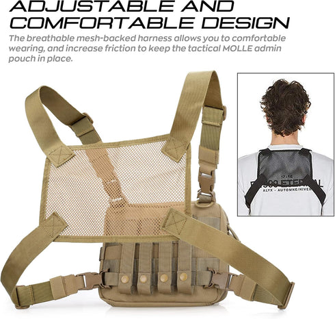 WYNEX Tactical Large Admin Pouch, Molle EDC Utility Pouch with Map Sleeve and Flag Patch