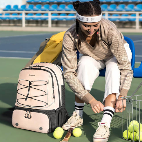 Tennis Bag, Large Tennis Backpack for Women with Ventilated Shoe Compartment and Insulated Pocket