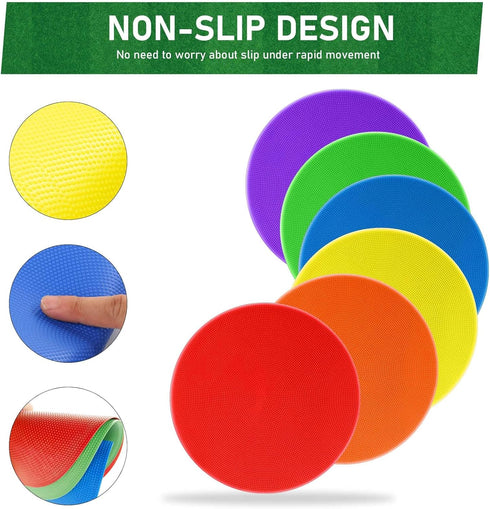 ZIECE 60 Pcs Poly Spot Markers Non-Slip Rubber Floor Dots for Gym, Flat Cones Agility Markers Poly Dots for Gym Floor