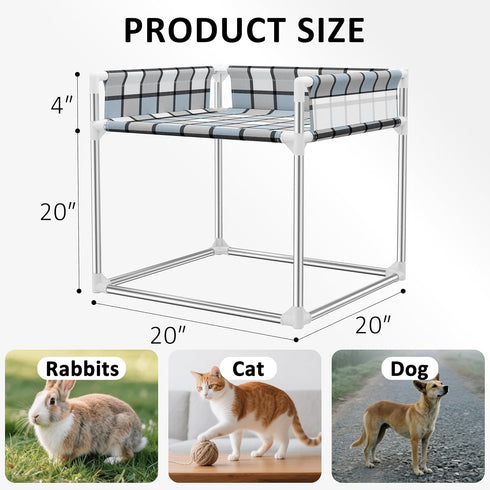 Caghash Hammock (20'' 20'' 24'') Bedside Window Pet Cat Bed - Dog Bed with Guardrail Extension Attached to Human Bed