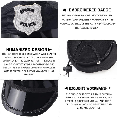Yewong Pet Police Costume Accessory Set, Dog Cat Police Hat Badge and Sunglasses for Halloween Cosplay Party