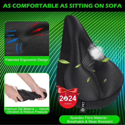 Zacro Bike Seat Cushion, Gel Padded Cover for Men Women, Extra Soft Exercise Bicycle Seat Compatible with Peloton