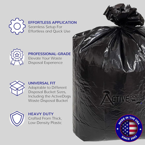 12PK 5 1.2ml ActiveDogs Dog Poop Bucket Bags - Heavy Duty Gallon Poop Bags for Dogs Waste Removal Trash Can, Bucket