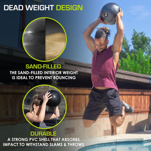 5, 10, 15, 20, 25, 30, 50lbs ProsourceFit Slam Medicine Balls Smooth and Tread Textured Grip Dead Weight Balls