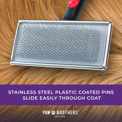 Ryan's Pet Supplies Paw Brothers Flat Slicker Brush for Dogs, Professional Grade, Large 4.5" x 2"