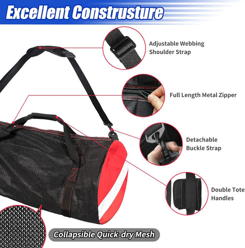 Sports Duffle Bag, Extra Large Mesh Dive Beach Bags with Shoulder Strap for Scuba Diving Gear