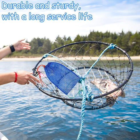 Dzlooppk 2Pcs Crab Trap Bait Bags, Portable Fish Trap with Locker Crab Snare Mesh Bait Traps Crabbing Equipment