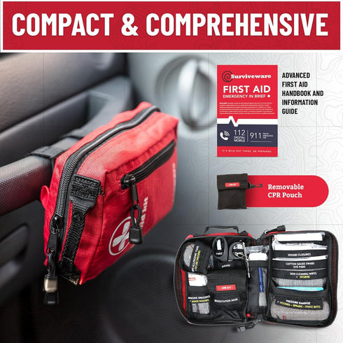 Surviveware Comprehensive Premium Survival First Aid Kit - Emergency Medical Kit for Travel, Camping, and Outdoor