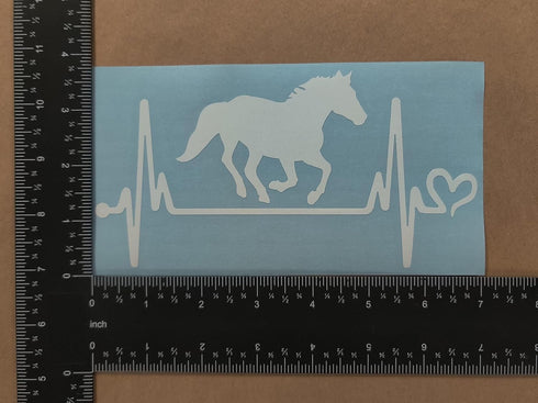 Horse Decal Pack: Large 5" Heartbeat, Galloping, Horseshoe, Detailed Horse Head (White)