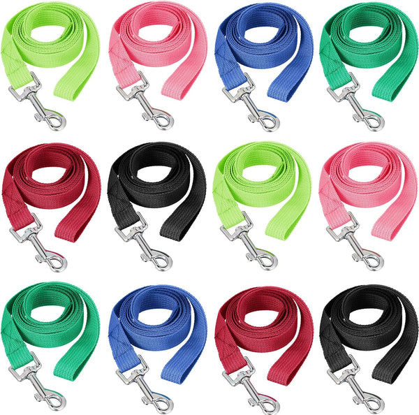 12 Pieces Long Training Leash for Dogs - Bulk Nylon Puppy Chain Leash for Small Medium Large Dogs