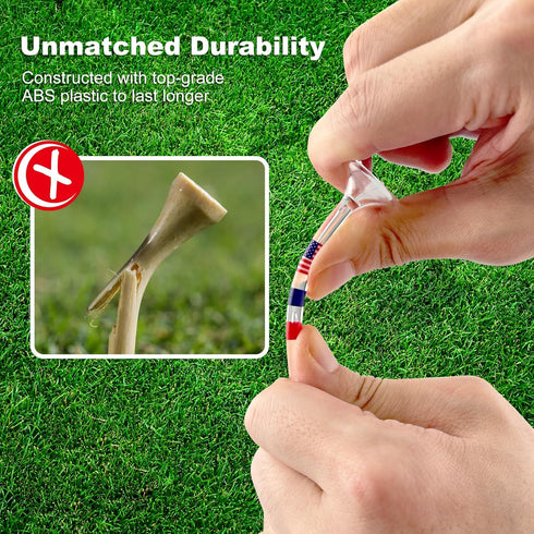 Premium Golf Tees, 3 1/4'' Unbreakable Transparent Plastic, 50 Count, Reduces Friction & Side Spin