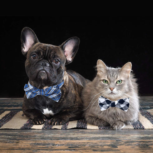 BWOGUE Plaid Dog Bow Ties - 10pcs Adjustable Bowties for Small Medium Large Dogs and Cats