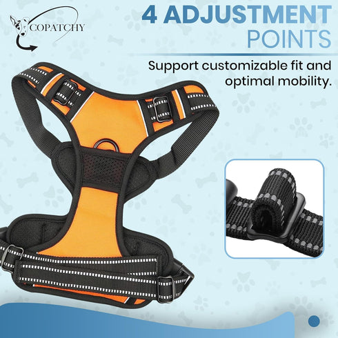 Dog Harness No-Pull Pet Harness - Adjustable Outdoor Vest for All Sized Dogs in Orange