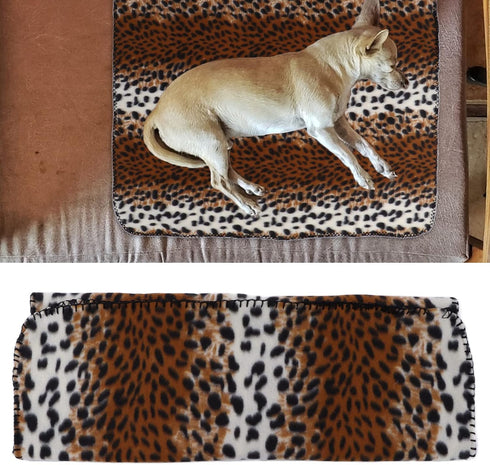 Fleece Pet Blanket, Effectively Isolate Stains Warm and Comfortable Blanket Kennel Blanket for Camping for Travel for Hotel for Beach(Leopard Print, S) by Entatial