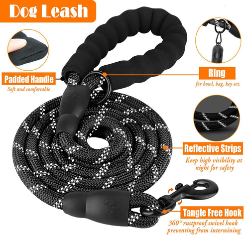 No Pull Dog Harness, Collar & Leash Set with Dog Seat Belt, Collapsible Bowls & Poop Bag Dispenser for Small to Large