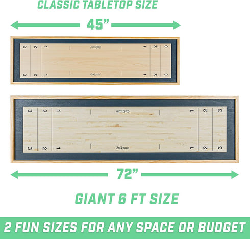 GoSports Shuffleboard and Curling 2 in 1 Board Games - Classic Tabletop or Giant Size