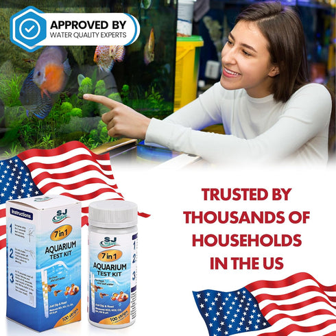 7 in 1 Aquarium Test Strips, 100 Fast & Accurate Strips, Water Test Kit for Fresh & Saltwater Aquariums
