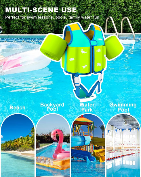 AEOCOO 1-2-3-5-7-9 20-30-50-70 Kids Pool Floaties Years Old, Toddler Swim Vest Pounds, Comfortable Extended Wear Kids