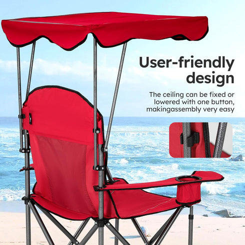 Heavy Duty Canopy Lounge Chair with Sunshade - Ideal for Travel