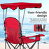 Heavy Duty Canopy Lounge Chair with Sunshade - Ideal for Travel
