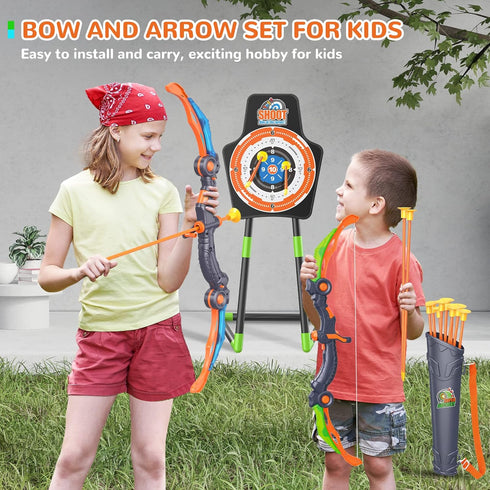 GMAOPHY Bow and Arrow 2 Pack for Kids 5-11+ Year Olds, LED Light Up Archery Toy with 20 Arrows, Target & Quiver
