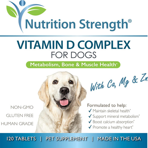 Vitamin D for Dogs, 120 Chewable Tablets - Supports Strong Teeth, Bones, Muscles, and Healthy Immune Function