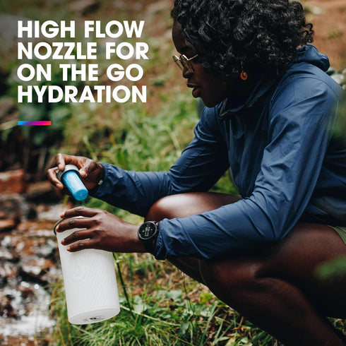 HydraPak Flux+ 1.5L Filter Kit - Collapsible Water Bottle, BPA Free, Ultra Light, Spill-Proof Cap, Clear