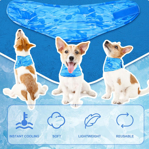 5 Pieces Dog Cooling Bandanas, Ice Scarf Neck Wraps for Hunting Training Hiking Camping Accessories for Summer (S)