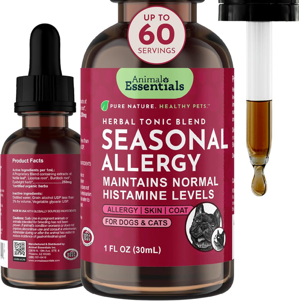 Animal Essentials Seasonal Allergy Treatment for Dogs - Liquid Herbal Support for