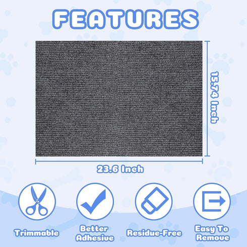23.6x15.8 Cat Wall Scratcher Mat - Anti Cats Scratch Furniture Protector for Indoor, Trimmable Pad Board